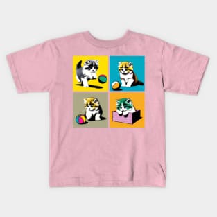 Munchkin Cat Pop Art - Cute Kitties Kids T-Shirt